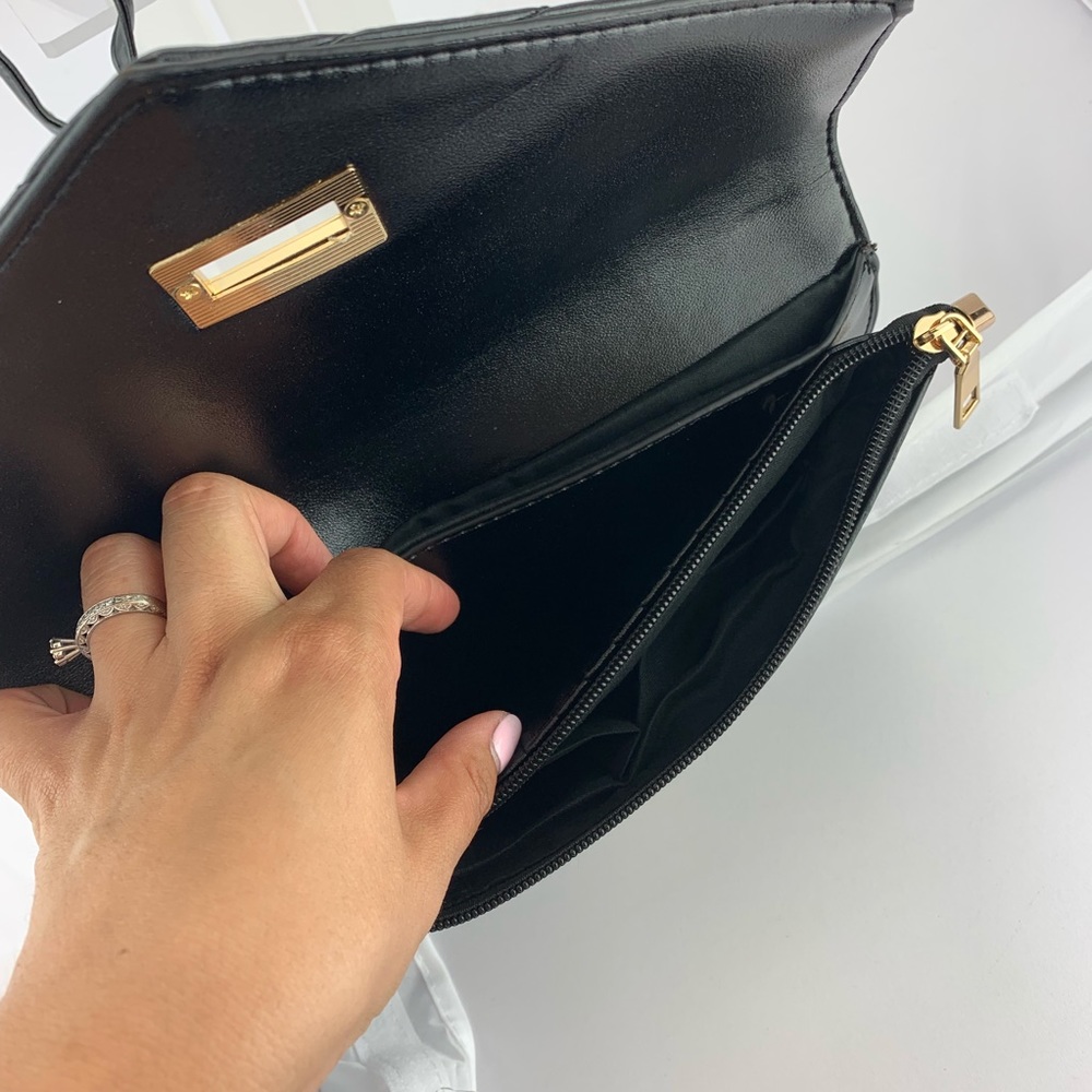 Vegan Black Clutch Converts into Crossbody Purse - Picture 6 of 8